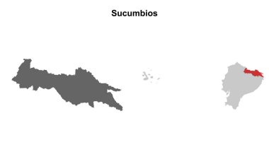 Sucumbios province blank outline map set clipart