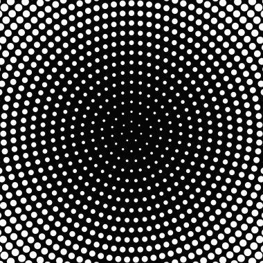 Geometrik yarım tonlu yuvarlak nokta desenli arkaplan - soyut siyah ve beyaz vektör grafik tasarımı
