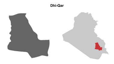 Dhi-Qar governorate blank outline map set clipart