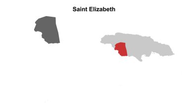 Saint Elizabeth parish blank outline map set clipart