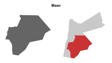 Maan governorate blank outline map set clipart