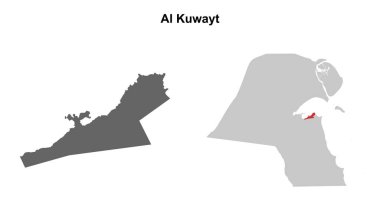 Al Kuwayt governorate blank outline map set clipart