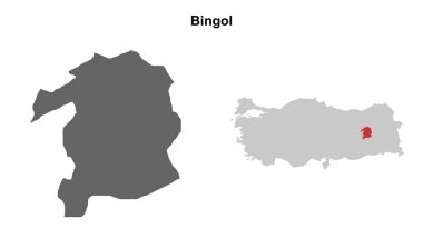 Bingol province blank outline map set clipart