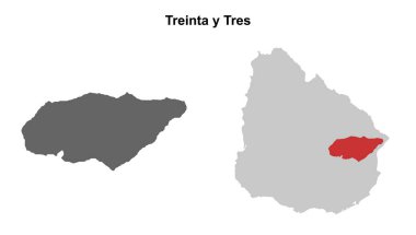 Treinta y Tres department blank outline map set clipart