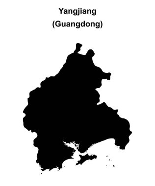 Yangjiang blank outline map clipart