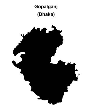 Gopalganj district blank outline map clipart