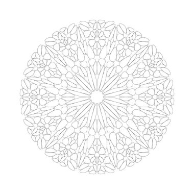 Doğu geometrik dairesel mandala desenli sayfa boyama - yuvarlak geometrik soyut vektör grafiği