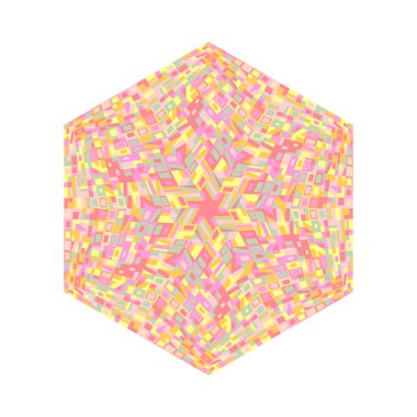 İzole edilmiş soyut renkli mozaik altıgen logo şablonu