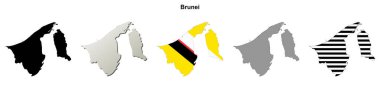 Brunei outline map set