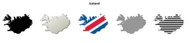 Iceland outline map set
