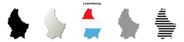 Luxembourg outline map set clipart