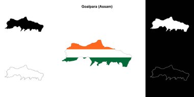 Goalpara district (Assam) blank outline map set clipart