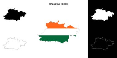 Bhagalpur district (Bihar) blank outline map set clipart