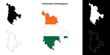 Dantewada district (Chhattisgarh) blank outline map set clipart