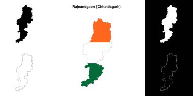 Rajnandgaon district (Chhattisgarh) blank outline map set clipart