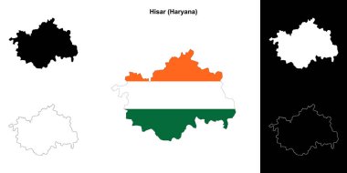 Hisar district (Haryana) outline map set clipart