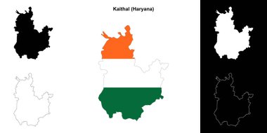 Kaithal district (Haryana) outline map set clipart