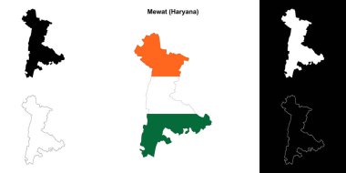 Mewat district (Haryana) outline map set clipart