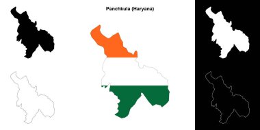 Panchkula district (Haryana) outline map set clipart