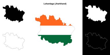 Lohardaga district (Jharkhand) outline map set clipart