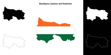 Bandipore district (Jammu and Kashmir) blank outline map set clipart