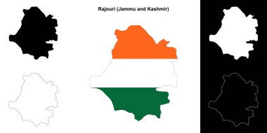 Rajouri district (Jammu and Kashmir) blank outline map set clipart