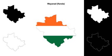 Wayanad district (Kerala) outline map set clipart