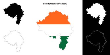 Bhind district (Madhya Pradesh) outline map set clipart