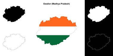 Gwalior district (Madhya Pradesh) outline map set clipart