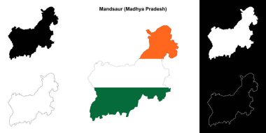 Mandsaur district (Madhya Pradesh) outline map set clipart