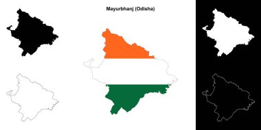 Mayurbhanj district (Odisha) blank outline map set clipart