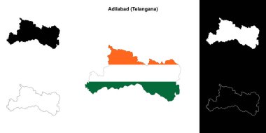 Adilabad district (Telangana) blank outline map set clipart