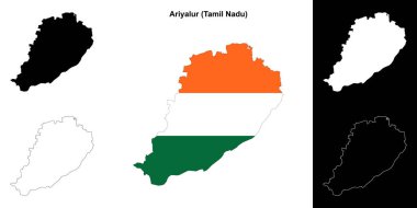 Ariyalur district (Tamil Nadu) blank outline map set clipart