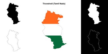 Tirunelveli district (Tamil Nadu) blank outline map set clipart