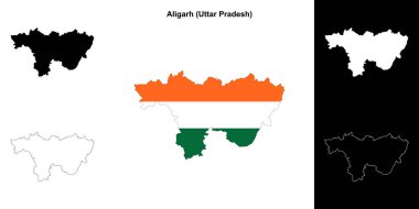 Aligarh bölgesi (Uttar Pradesh) boş ana hat haritası seti