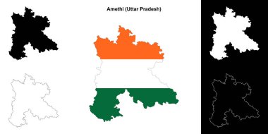 Amethi ilçesi (Uttar Pradesh) boş ana hat haritası seti