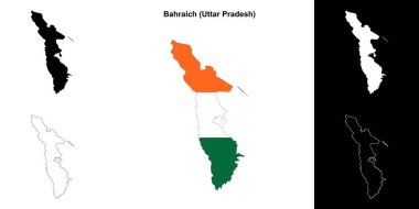 Bahraich ilçesi (Uttar Pradesh) boş ana hat haritası seti