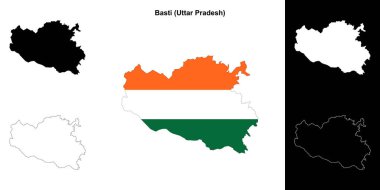 Basti ilçesi (Uttar Pradesh) boş ana hat haritası seti