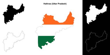 Hathras ilçesi (Uttar Pradesh) boş ana hat haritası seti
