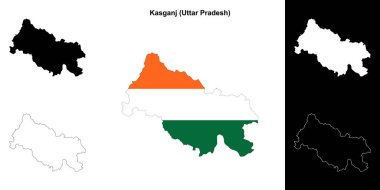 Kasganj ilçesi (Uttar Pradesh) boş ana hat haritası seti
