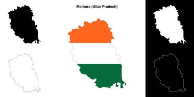 Mathura ilçesi (Uttar Pradesh) boş ana hat haritası seti