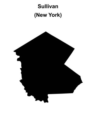 Sullivan County (New York) blank outline map clipart