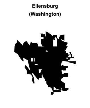 Ellensburg (Washington) blank outline map clipart