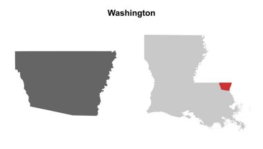 Washington Parish (Louisiana) blank outline map set clipart