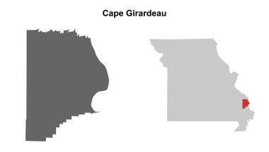 Cape Girardeau County (Missouri) blank outline map set clipart