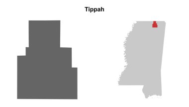 Tippah İlçesi (Mississippi) boş ana hat haritası