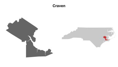 Craven County (Kuzey Carolina) boş ana hat haritası seti