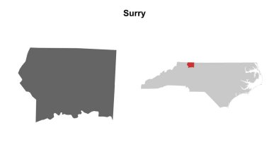 Surry County (Kuzey Carolina) boş ana hat haritası seti
