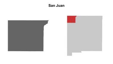 San Juan County (New Mexico) blank outline map set clipart