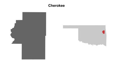 Cherokee County (Oklahoma) blank outline map set clipart